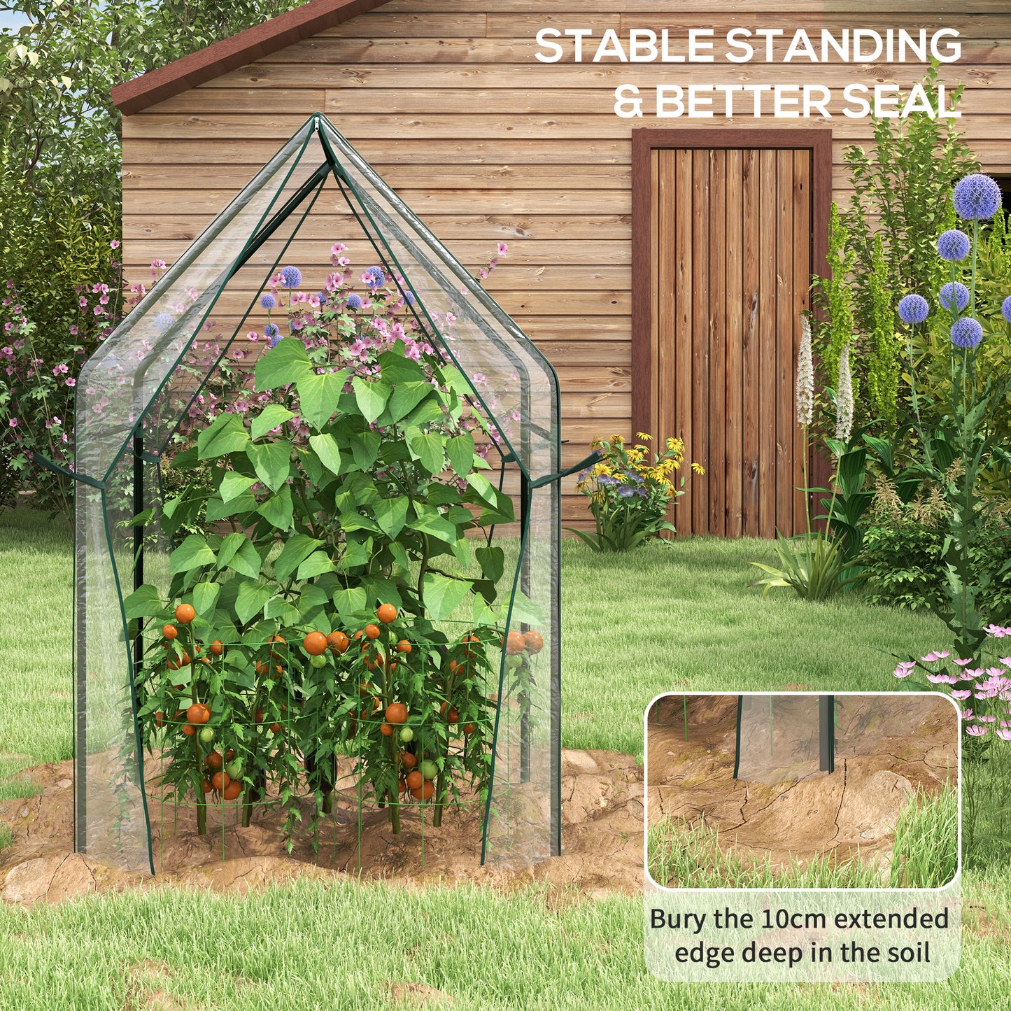 Mini Greenhouse, Garden Tomato Growhouse with 2 Zipped Doors