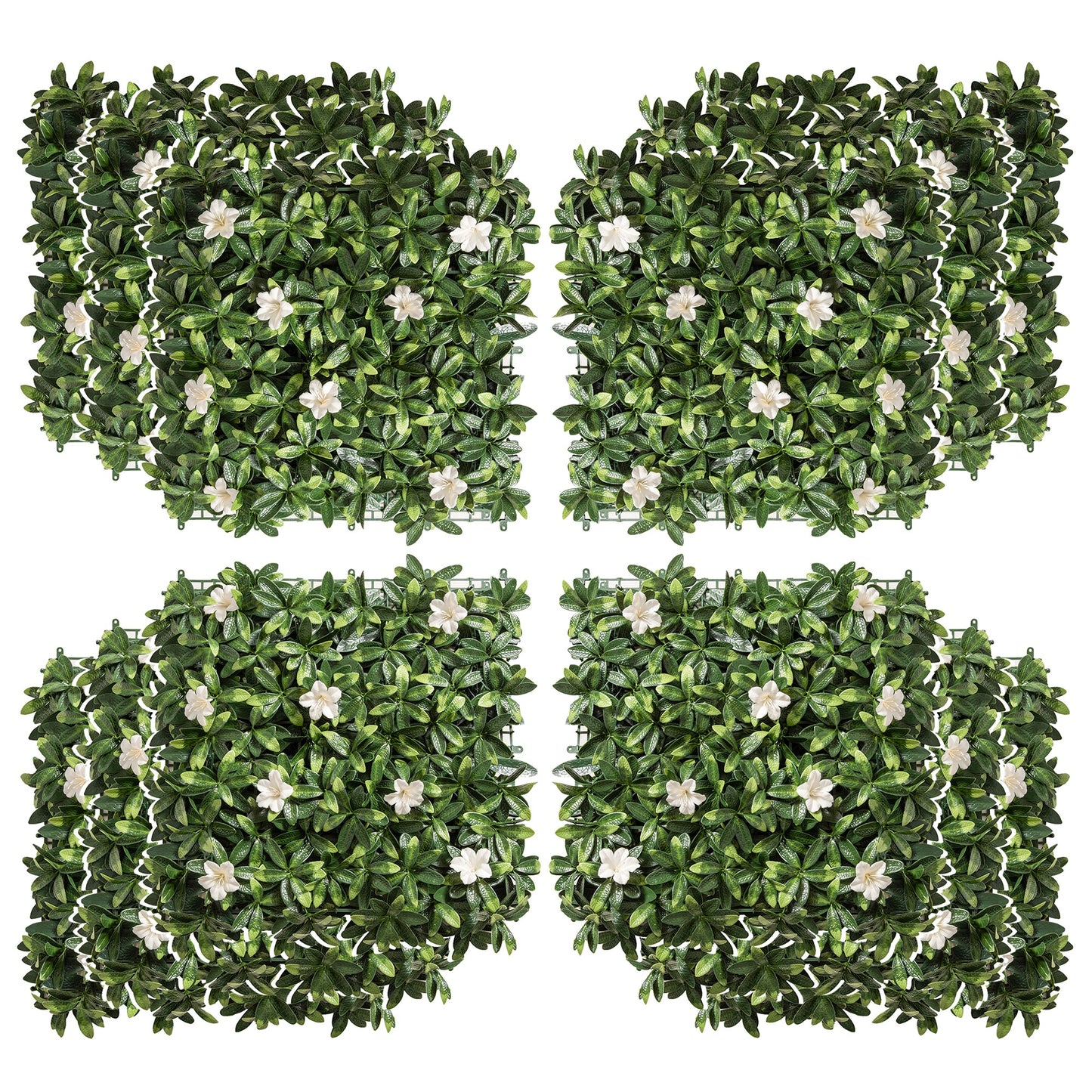 12PCS Artificial Boxwood Wall Panels 50cm x 50cm Rhododendron