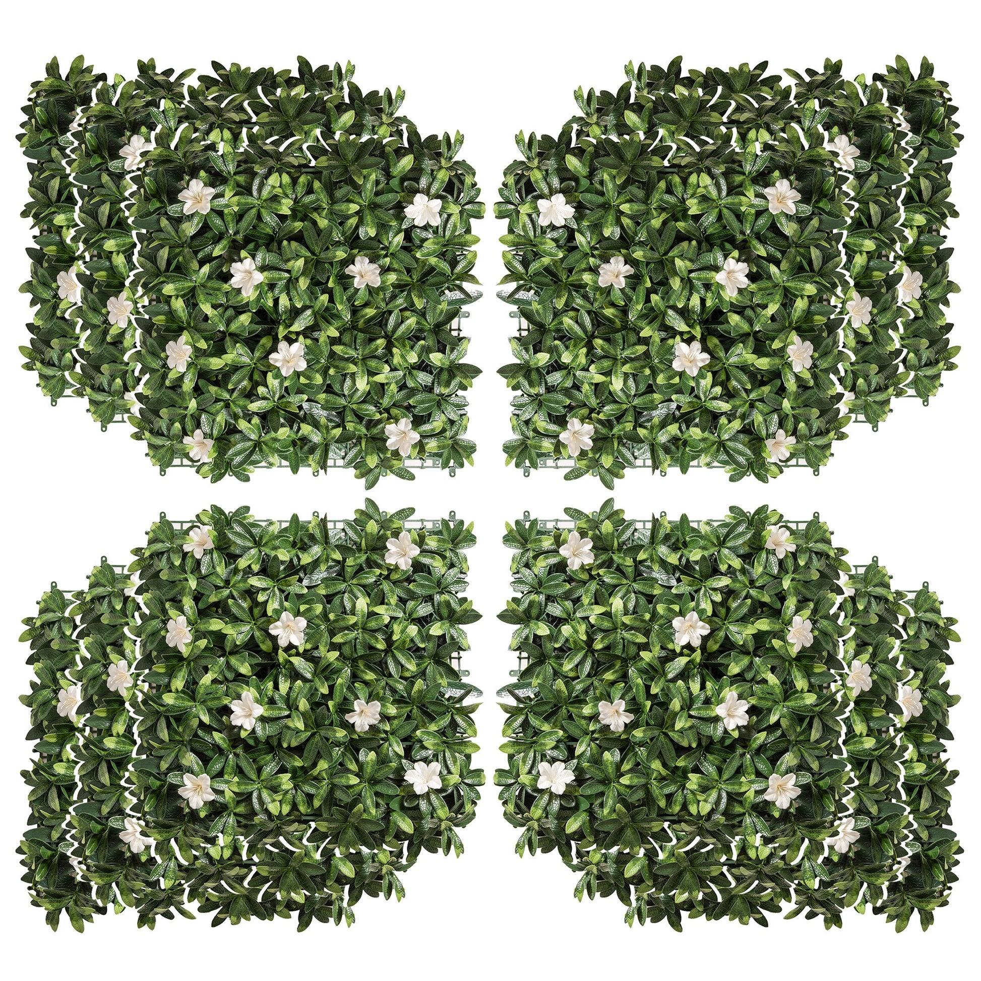 12PCS Artificial Boxwood Wall Panels 50cm x 50cm Rhododendron