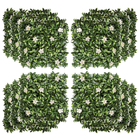 12PCS Artificial Boxwood Wall Panels 50cm x 50cm Rhododendron