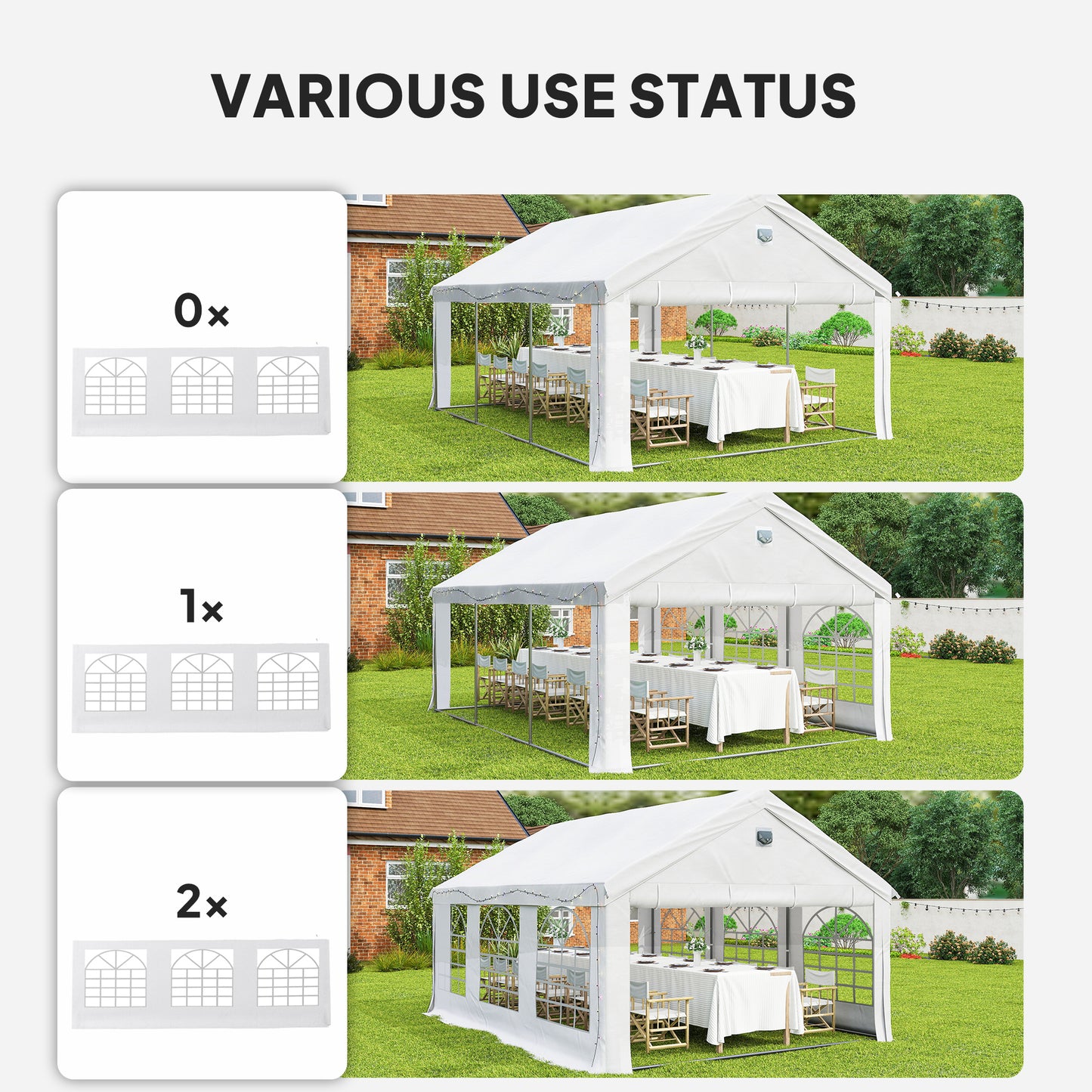 6 x 4 m Party Tent, Heavy Duty Gazebo Canopy with Windows