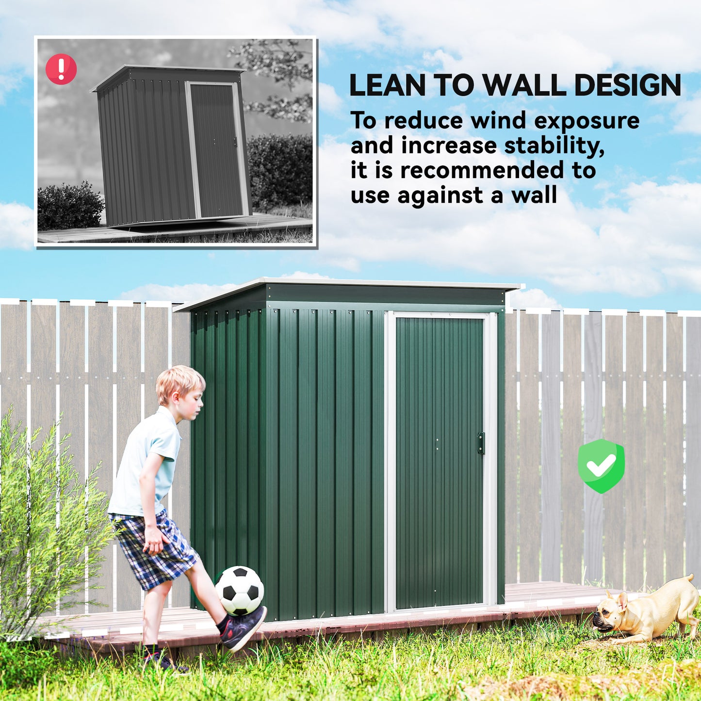 5 x 3ft Garden Storage Shed with Sliding Door