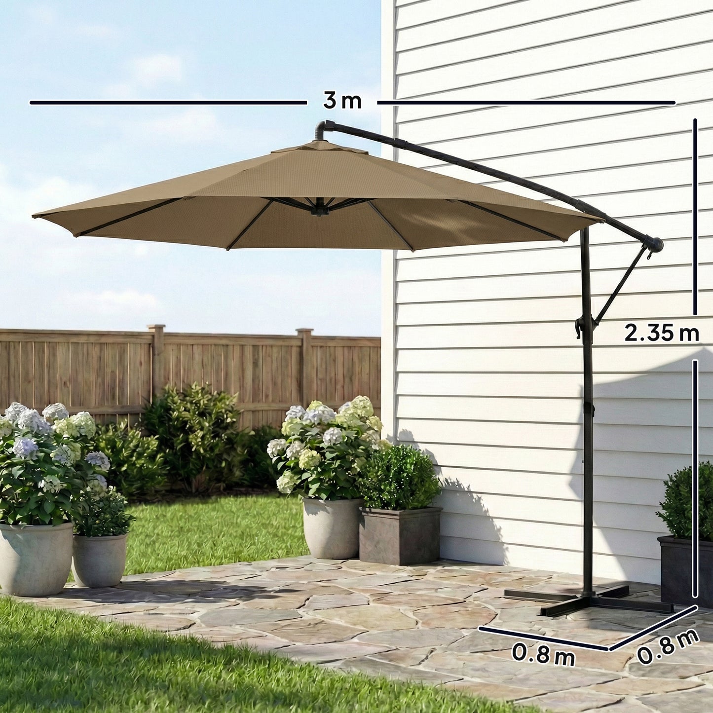 3 m Garden Cantilever Parasol with Cover