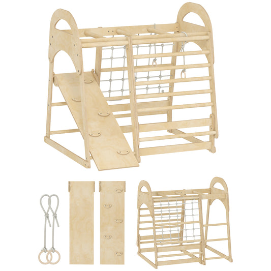 6 in 1 Kids Climbing Frame with Slide, Monkey Bars, Gymnastics Rings