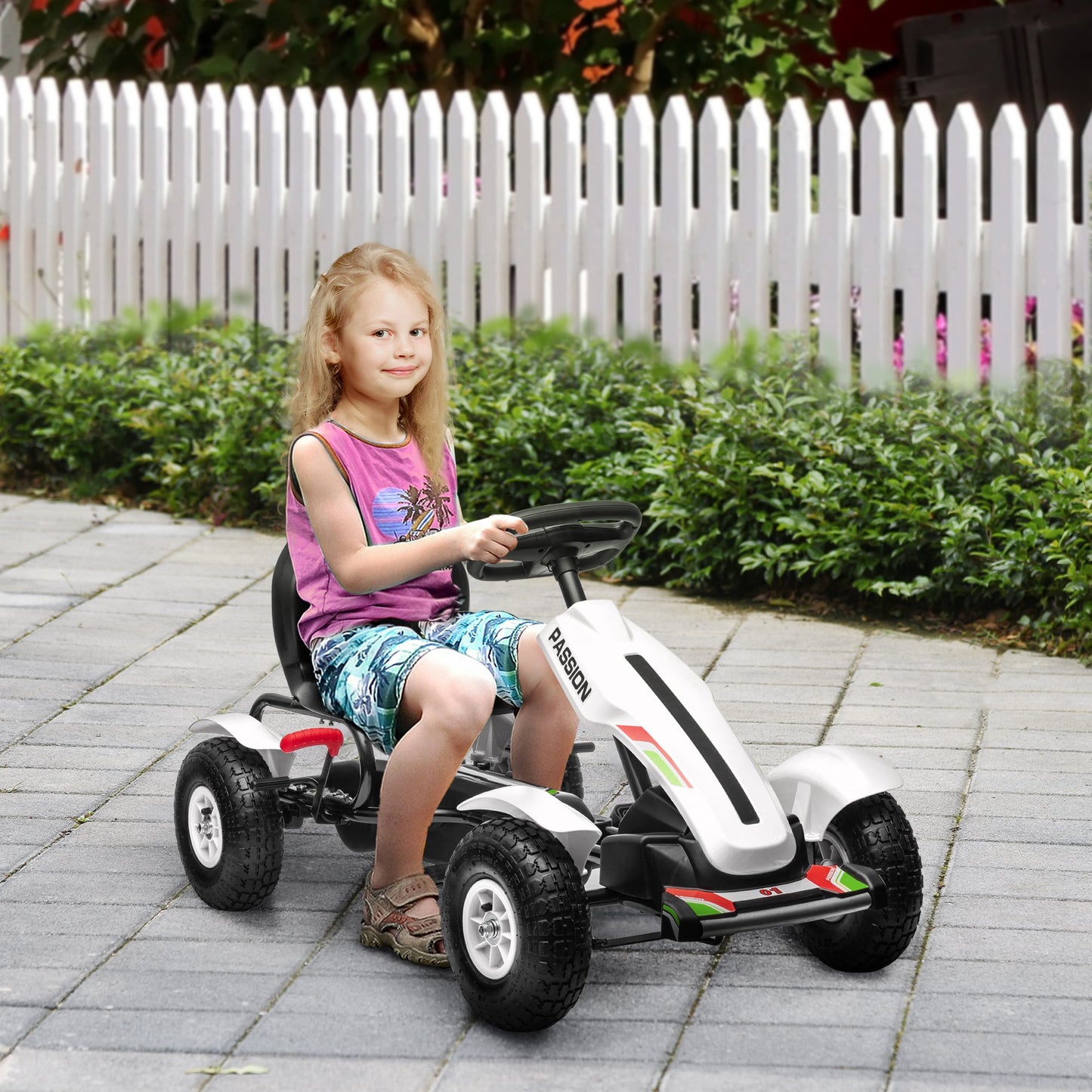 Pedal Go Kart, Kids Ride On Racer with Adjustable Seat
