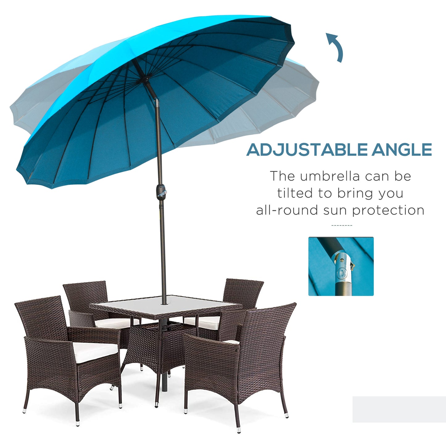 2.5m Shanghai Garden Parasol Umbrella with Crank & Tilt (1)