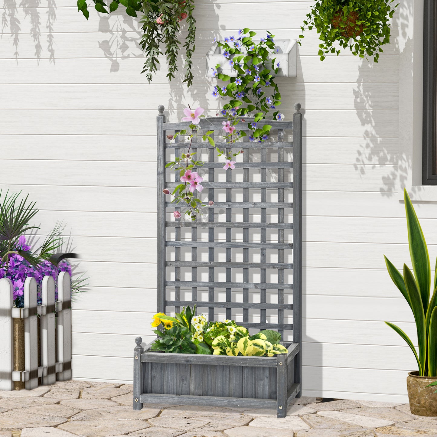 Garden Planters with Trellis for Climbing Vines (1)