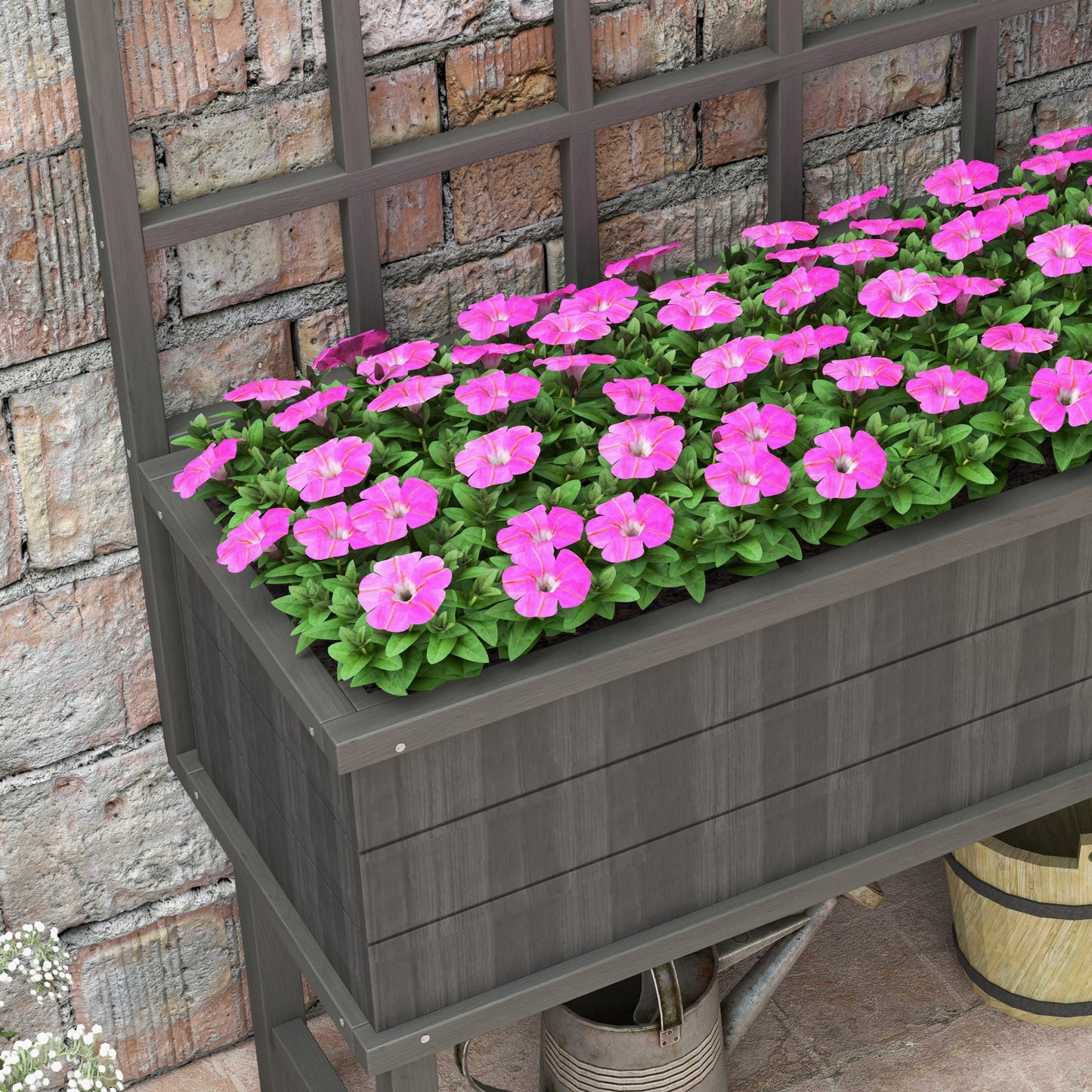 45 x 105cm Wooden Garden Planter, with Trellis