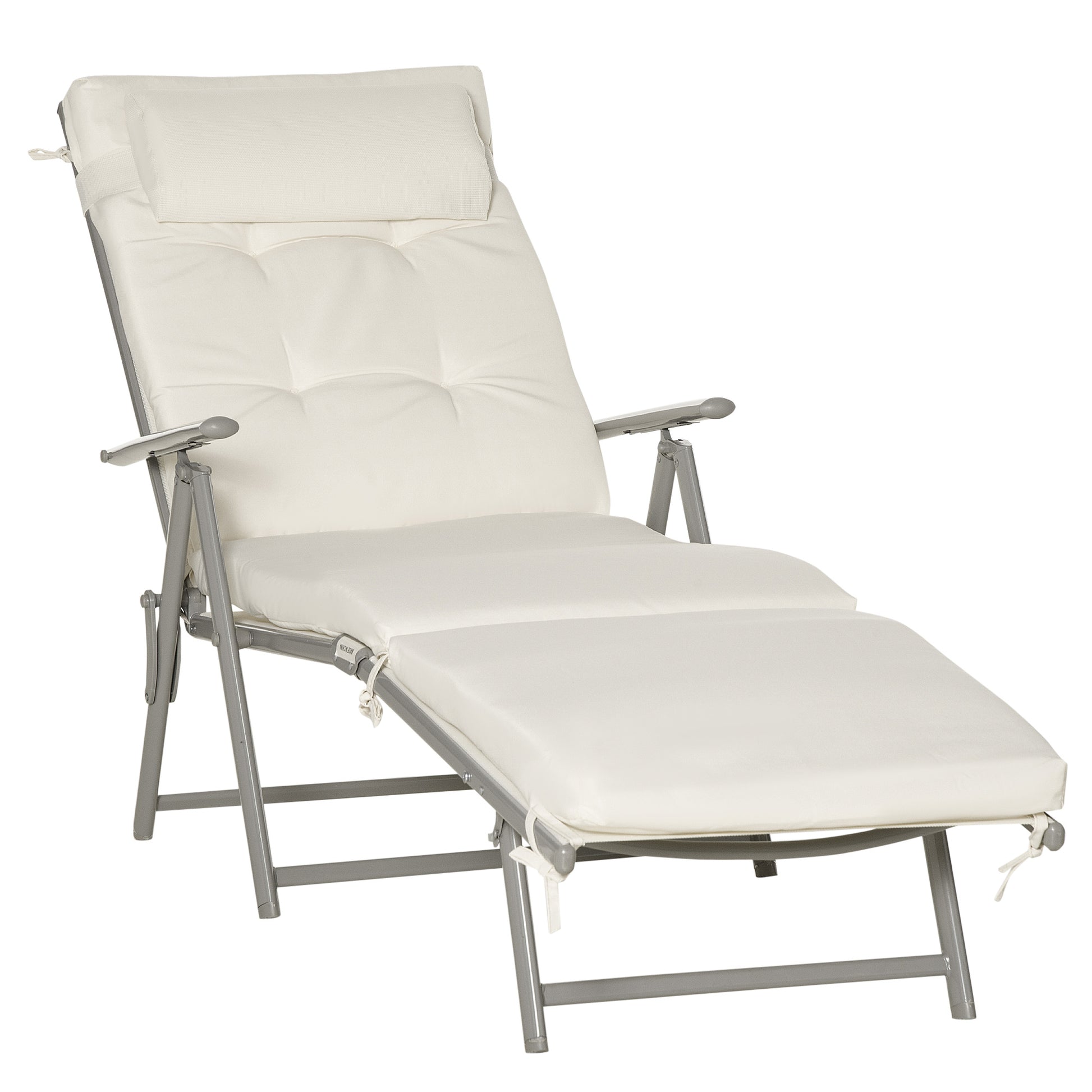 Sun Lounger Steel Frame Outdoor Folding Chaise Texteline Lounge (5)