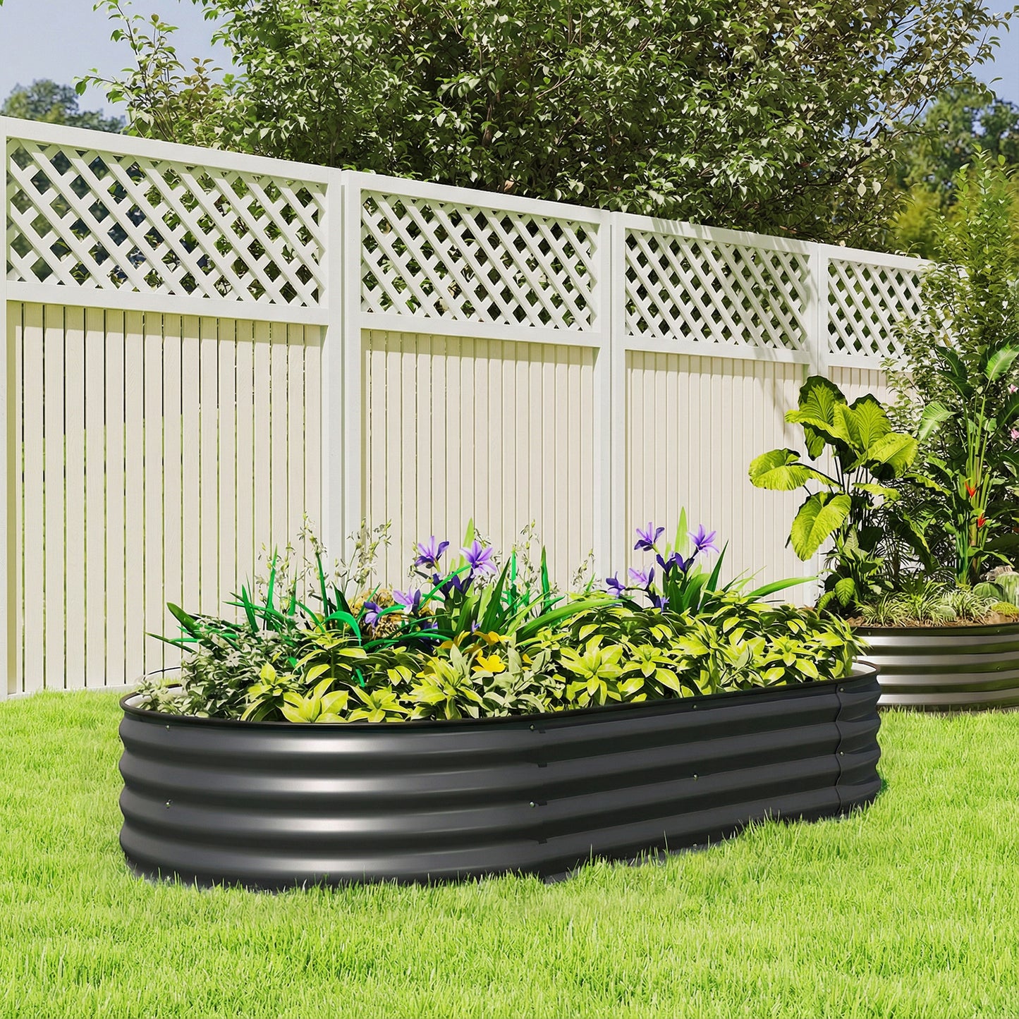 Galvanised Raised Garden Bed, Metal Planter Box with Safety Edging (7)