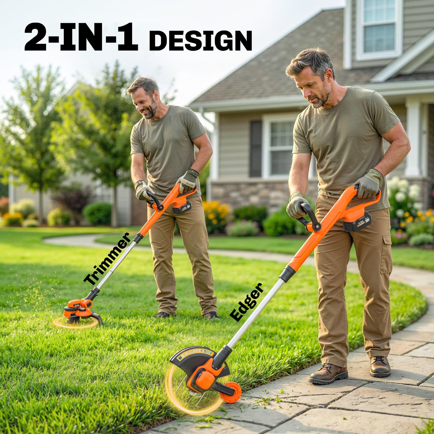 Cordless Strimmer with 2 x 4.0Ah Lithium Batteries & Charger