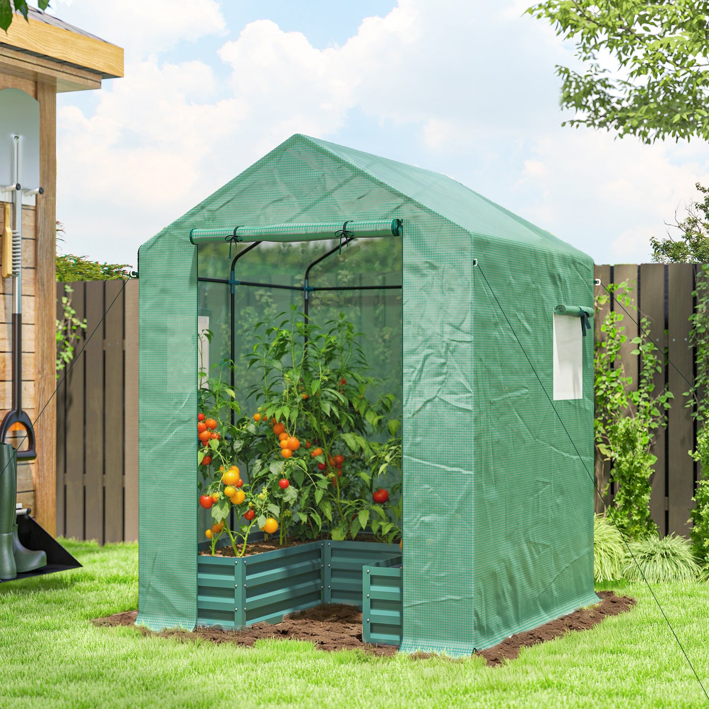 Small Greenhouse with Raised Garden Bed