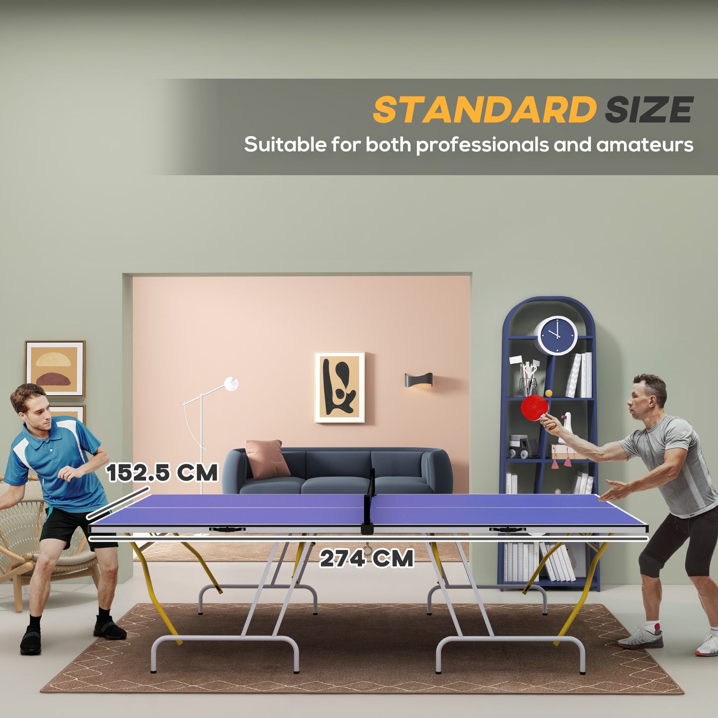 9FT Foldable Table Tennis Table, with Cover, Net, Paddles, Balls