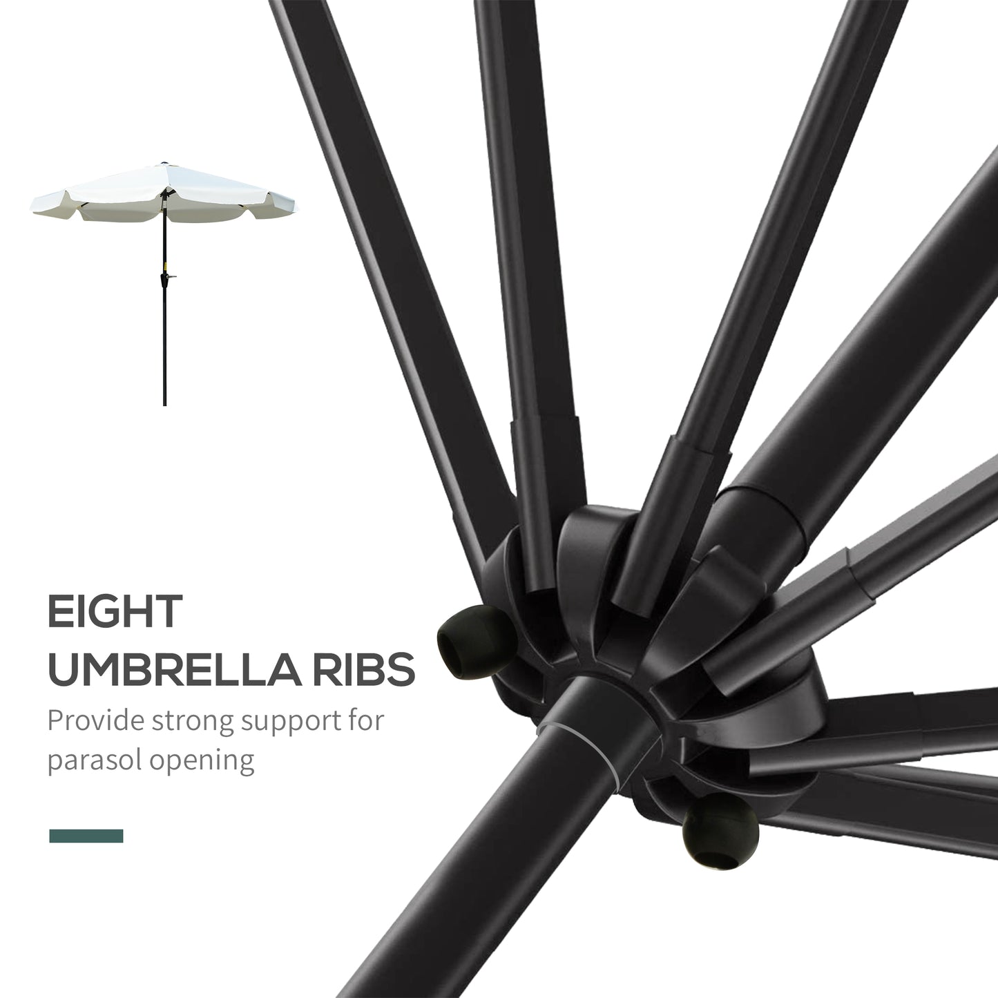 2.7m Patio Parasol Garden Umbrellas with Aluminium Pole