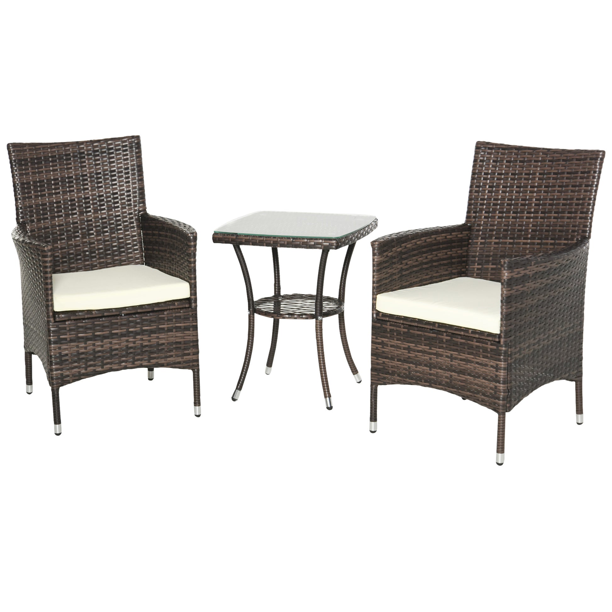 Three-Piece Rattan Chair Set, with Cushions