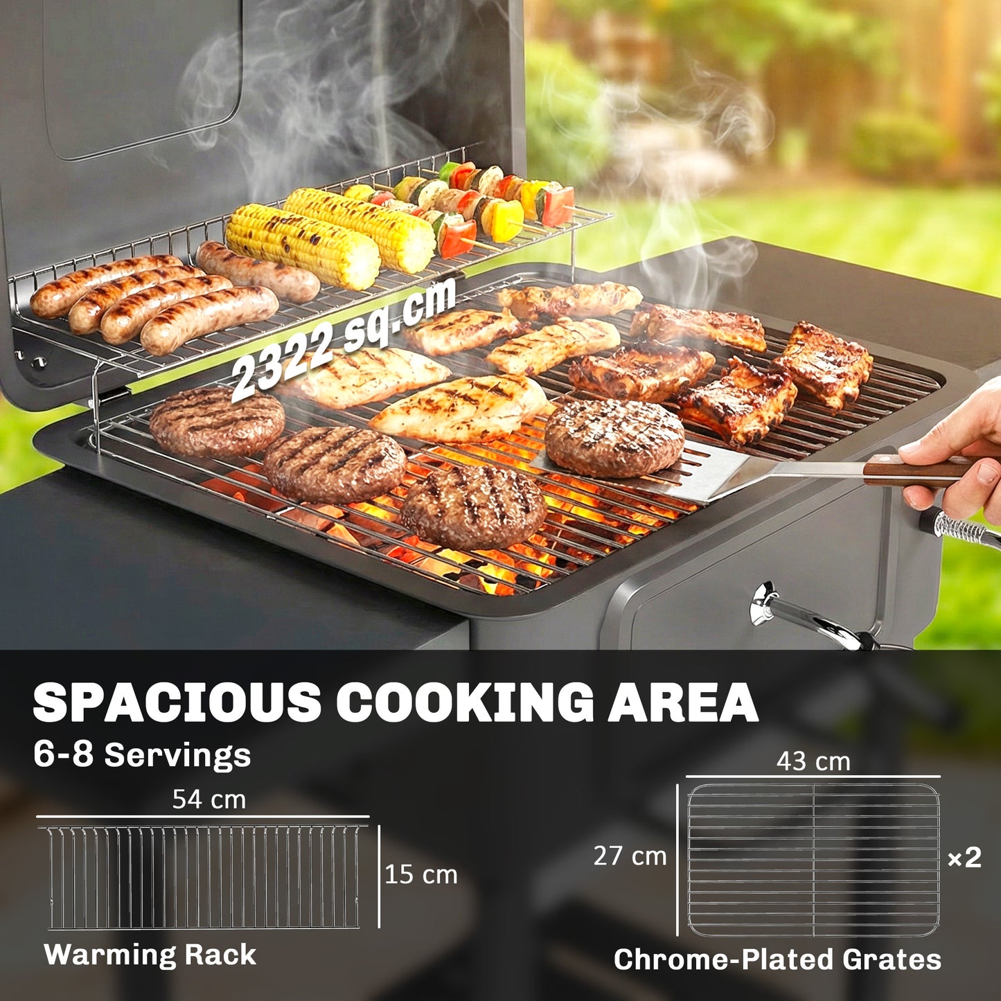 Charcoal BBQ Grill with Adjustable Charcoal Pan