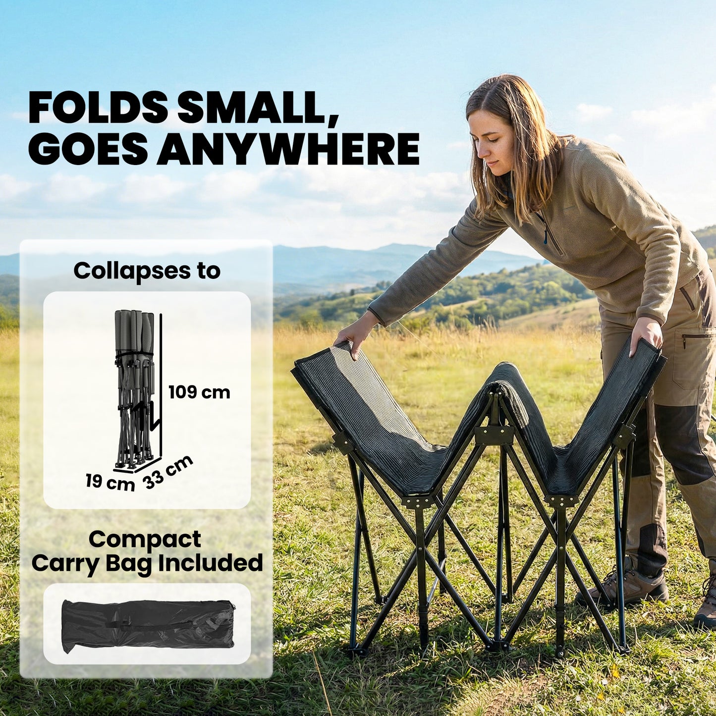 Camping Cot with Soft Pad, 80cm Extra Wide Folding Cots