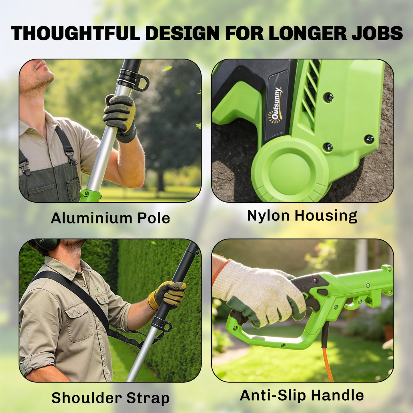 2.6m Corded Extendable Hedge Trimmer with 90° Adjustable Head