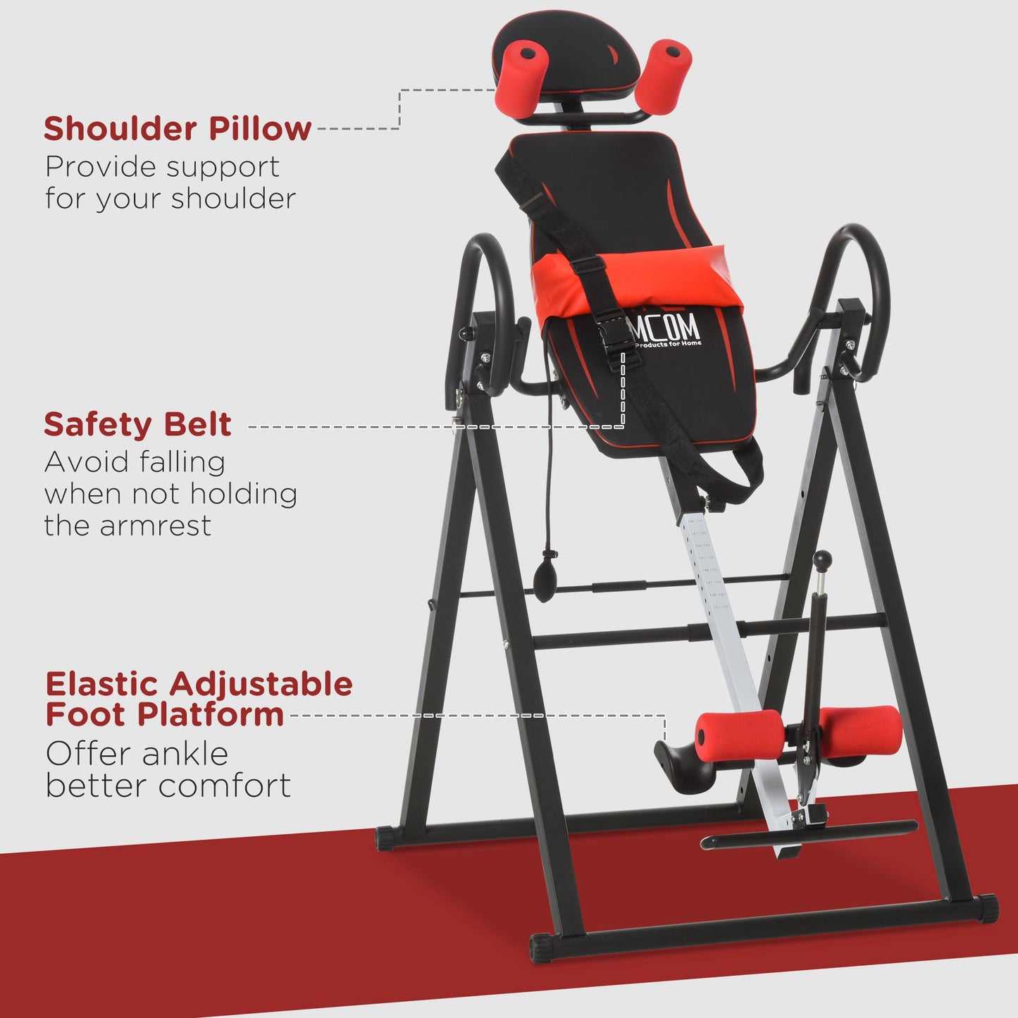 Gravity Inversion Table with Safety Belt Adjustable Hand Stand