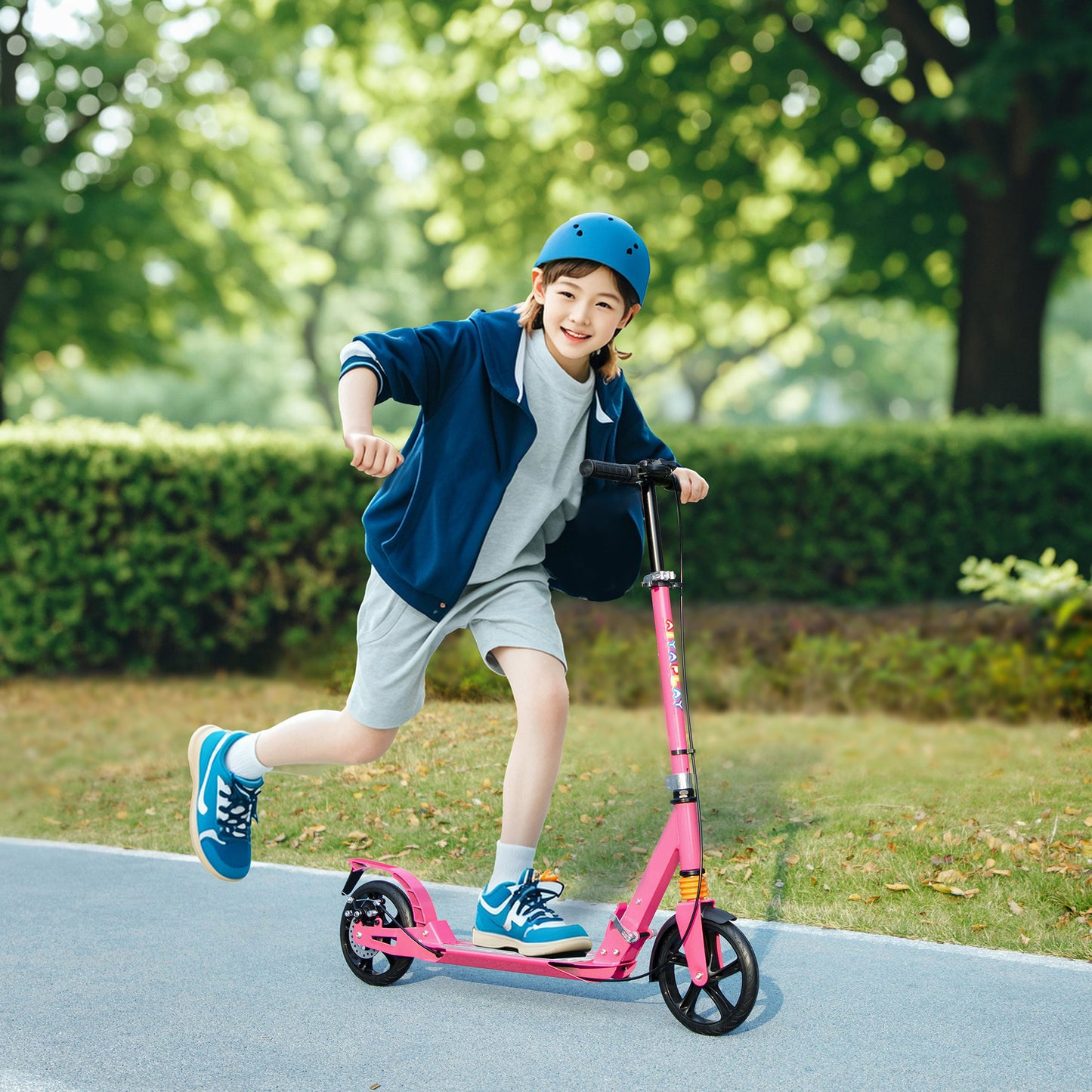 Kids Scooter with Four-Level Adjustable Handlebar, Dual Brake System