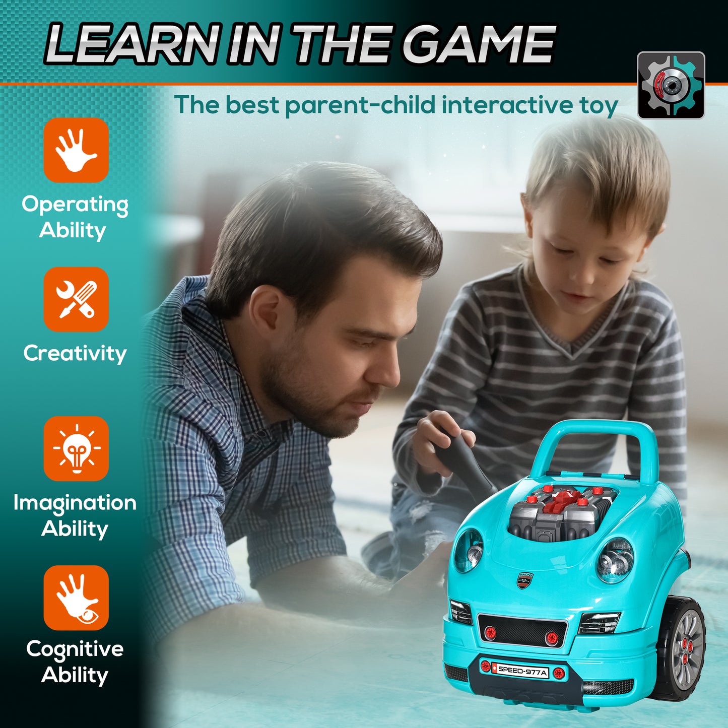 Kids Truck Engine Toy Set, with Horn, Light, Car Key