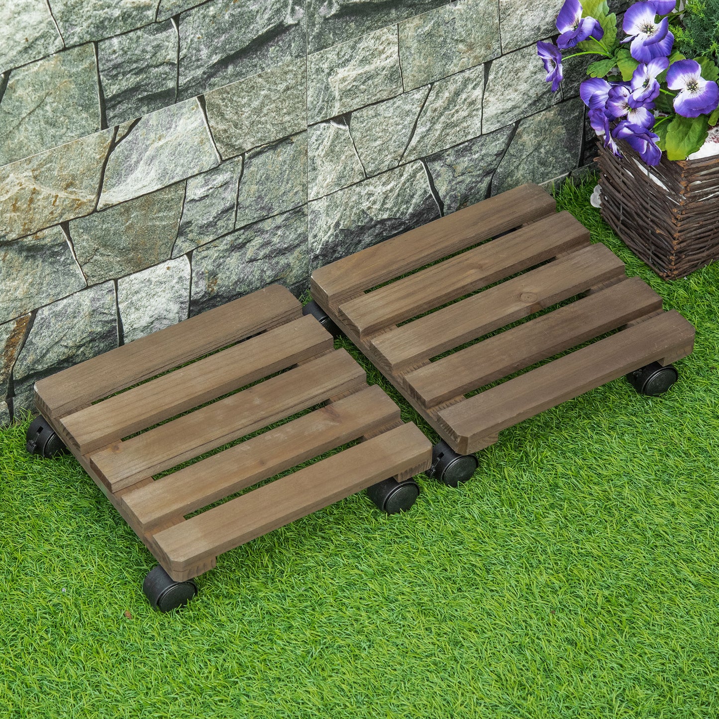 2 Pack Plant Caddy with Wheels