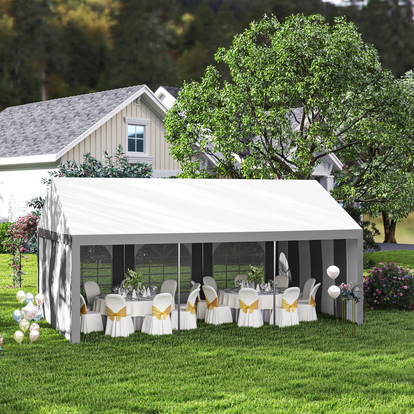 6 x 4m Galvanised Party Tent, Marquee Gazebo with Sides