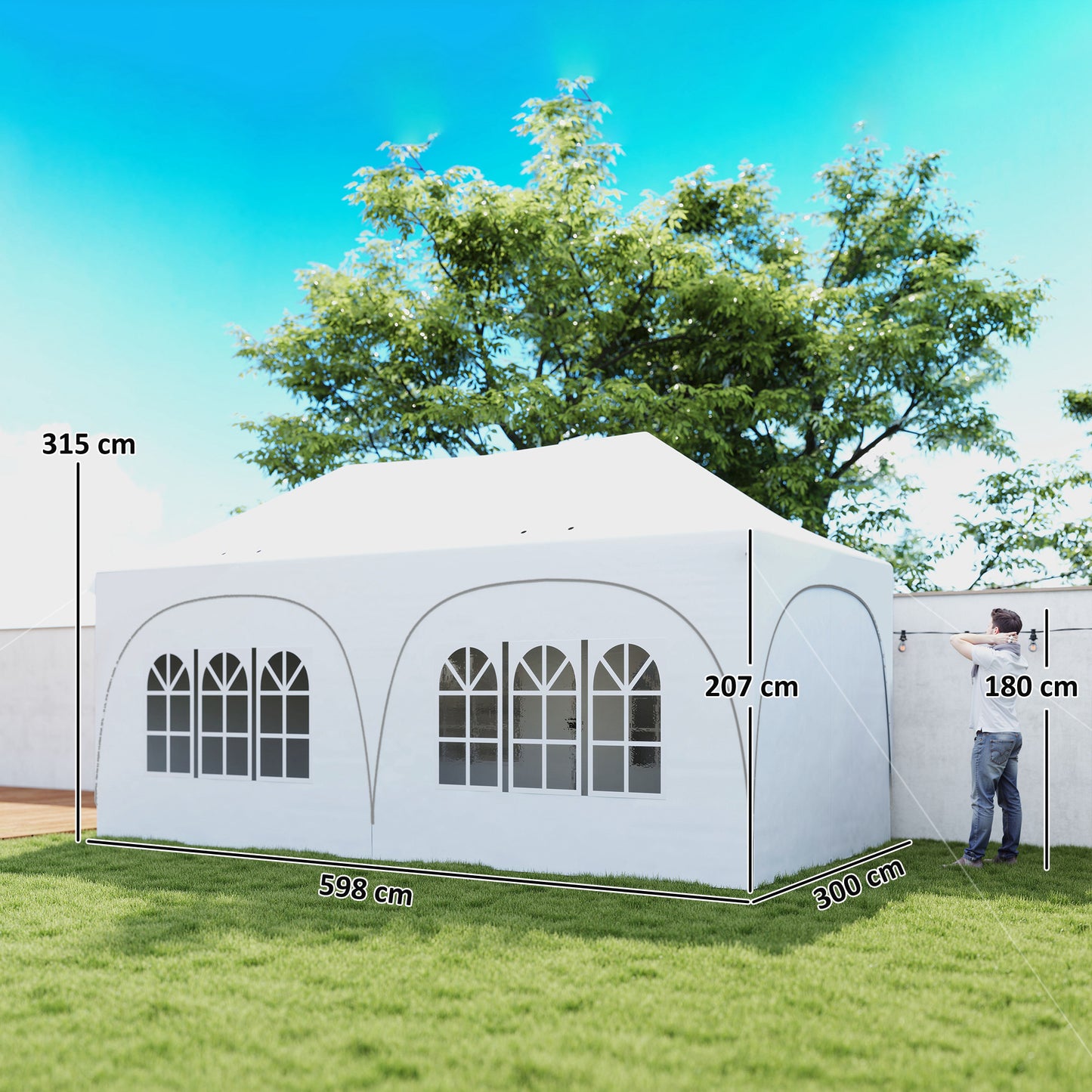 3 x 6m Pop Up Gazebo Shelter with Sides, 6 Sandbags (1)