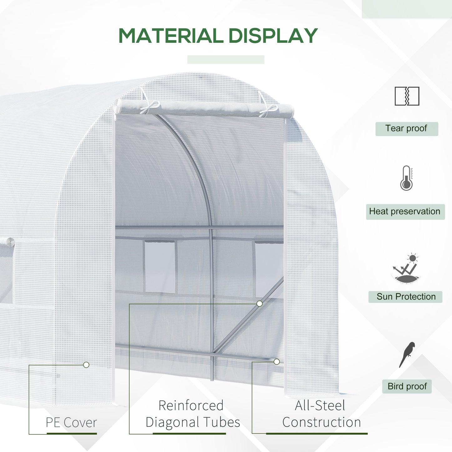 4.5 x 2 x 2 m Polytunnel Greenhouse