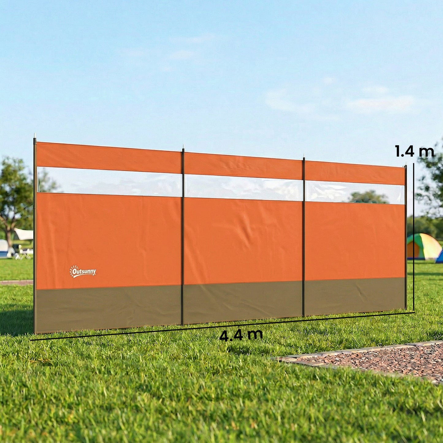 Camping Windbreaker with Clear Windows, Carry Bag and Steel Poles