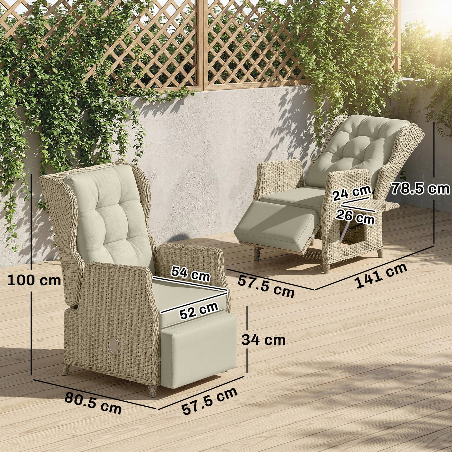 Rattan Garden Recliner Chair