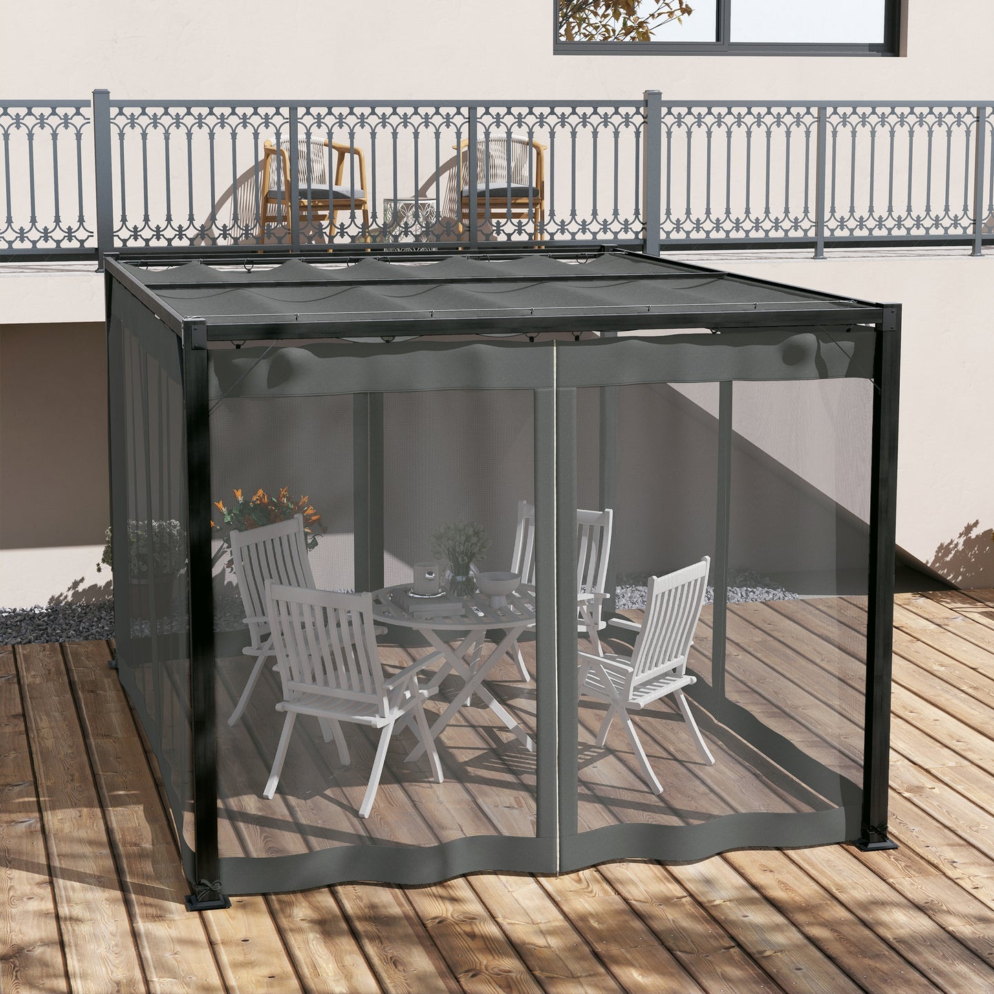 3 x 4m Aluminium Frame Pergola, with Retractable Roof