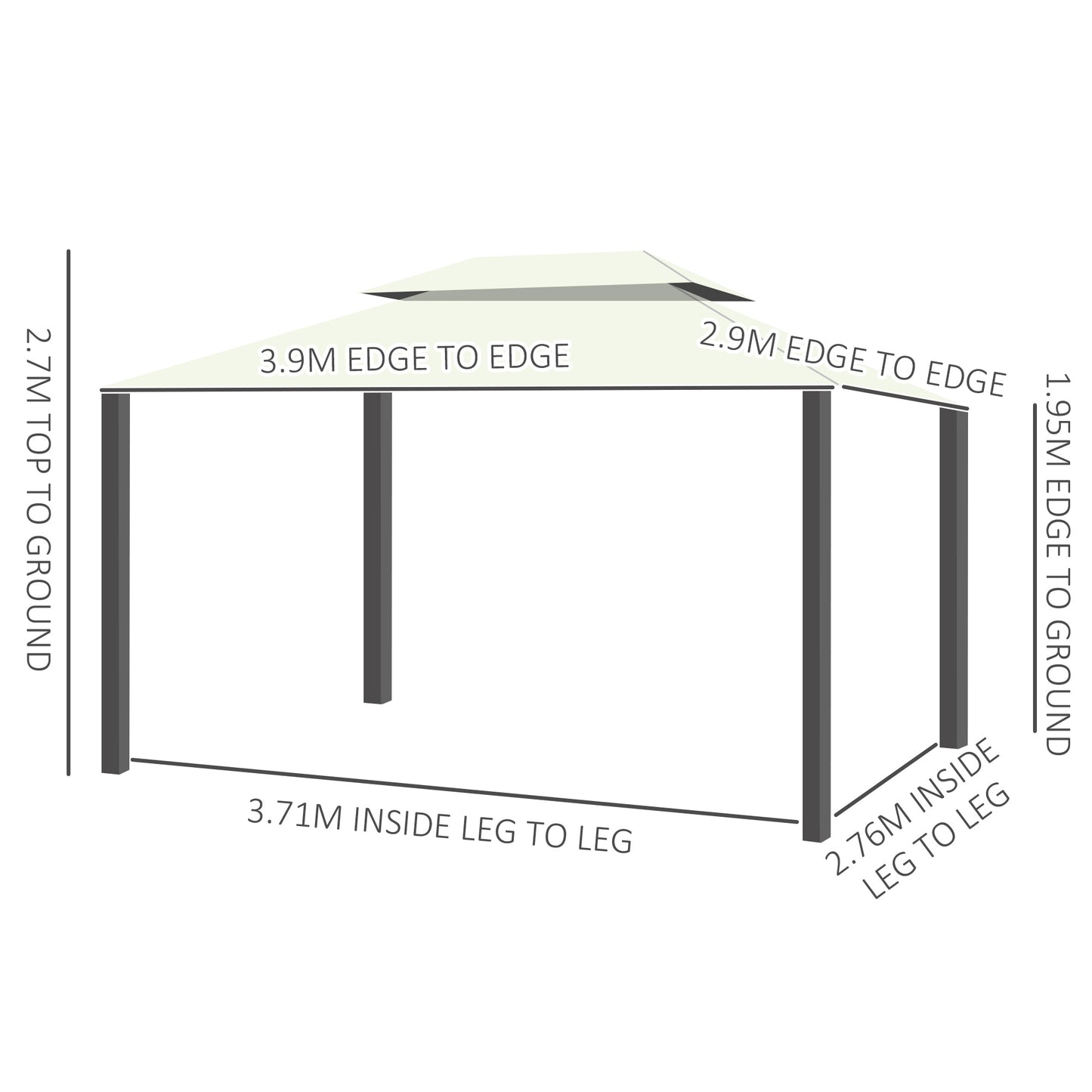4 x 3 m Aluminum Garden Gazebo