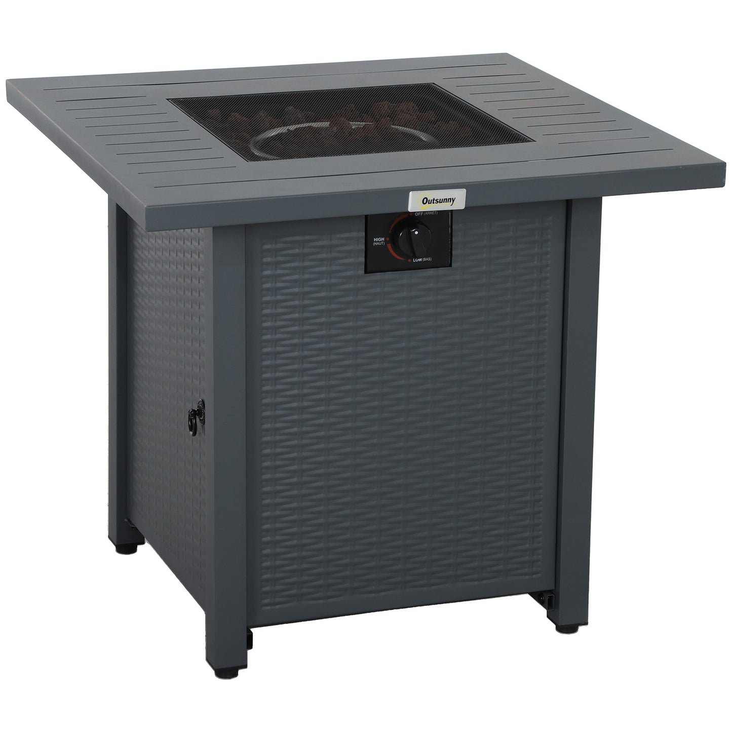 Rattan-style Propane Gas Fire Pit Table with 40,000 BTU Burner