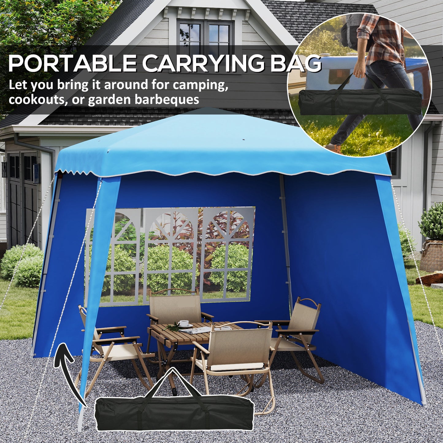 2.4 x 2.4m Two Wall Pop Up Gazebo