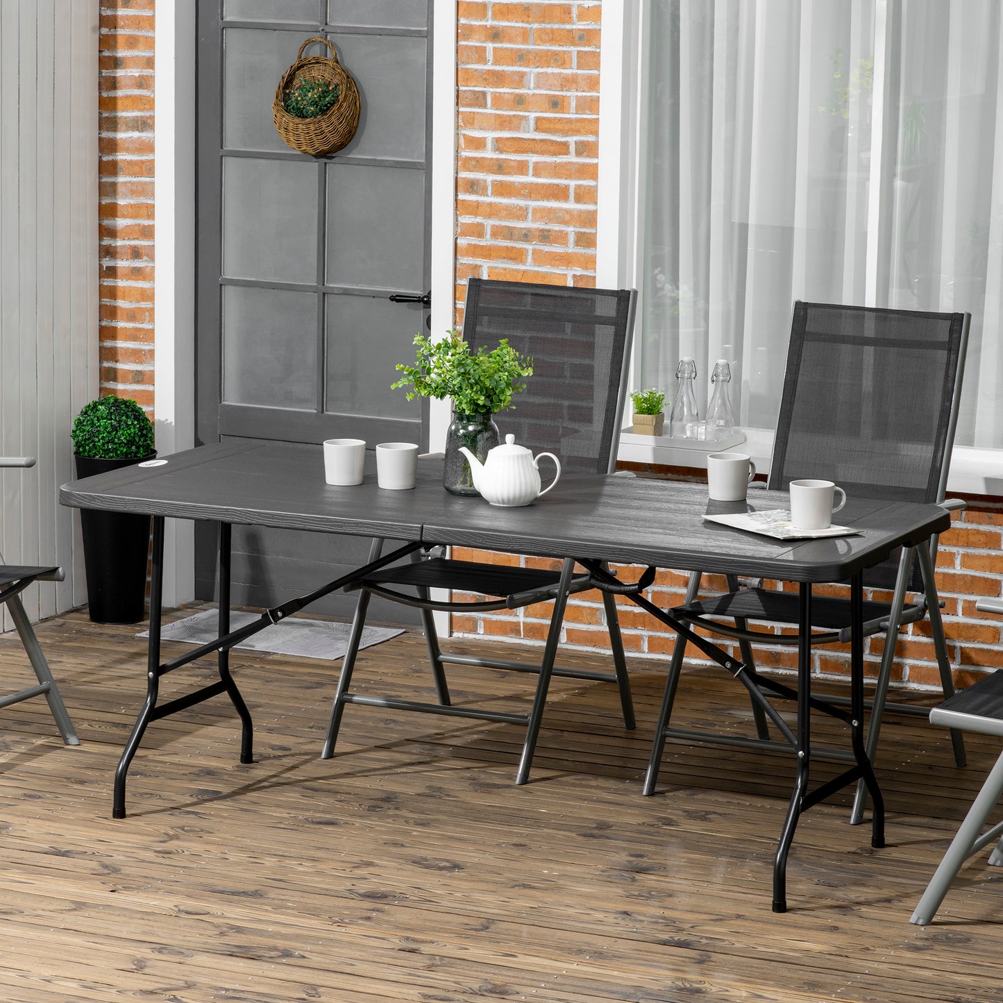 Folding Garden Dining Table for 6