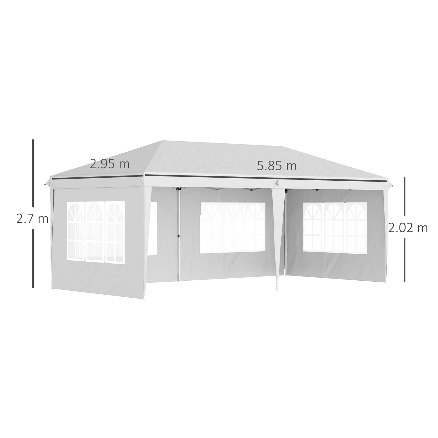 3 x 6m Pop Up Gazebo, Height Adjustable Marquee Party Tent