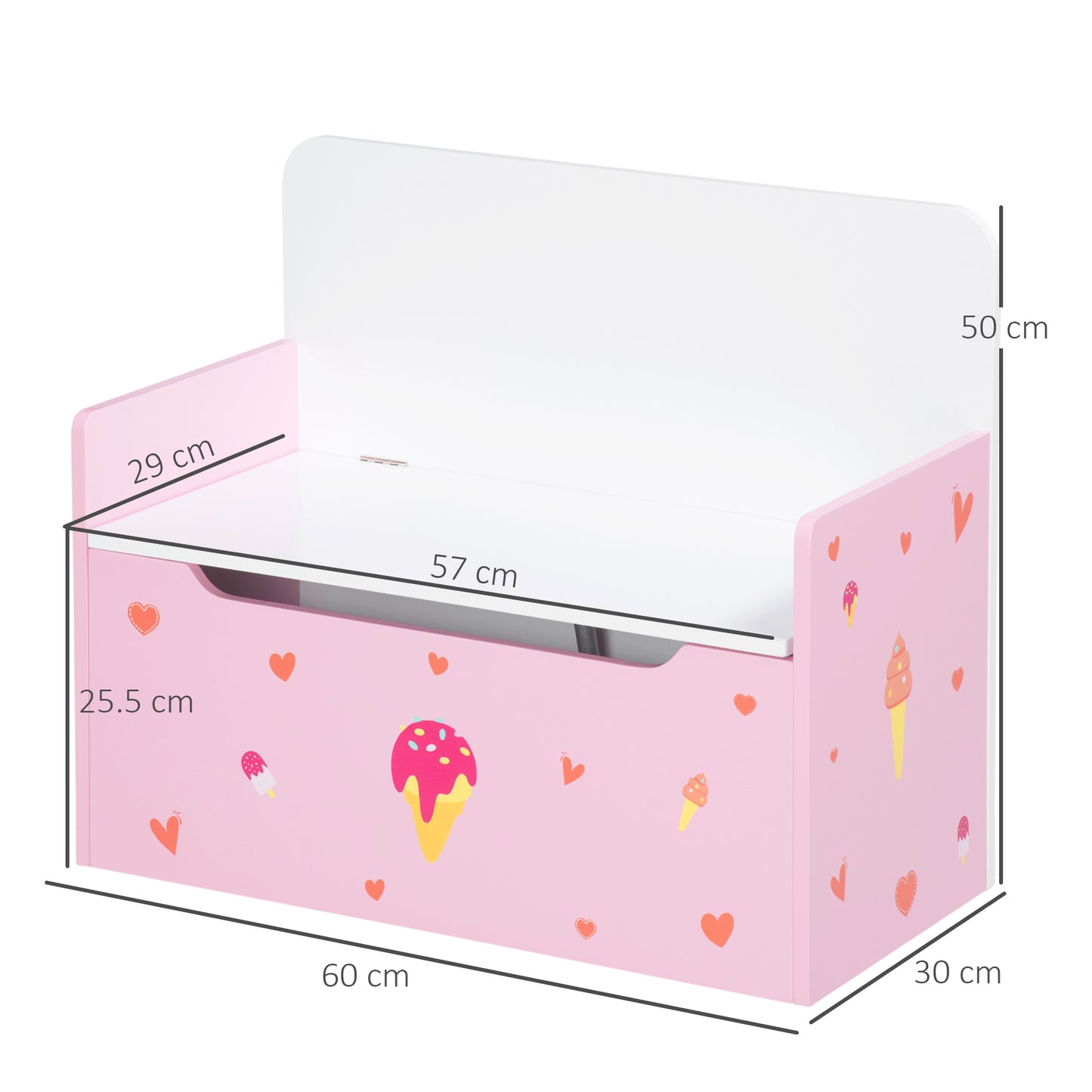 2-in-1 Kids Storage Bench, Toy Box w/ Safety Rod