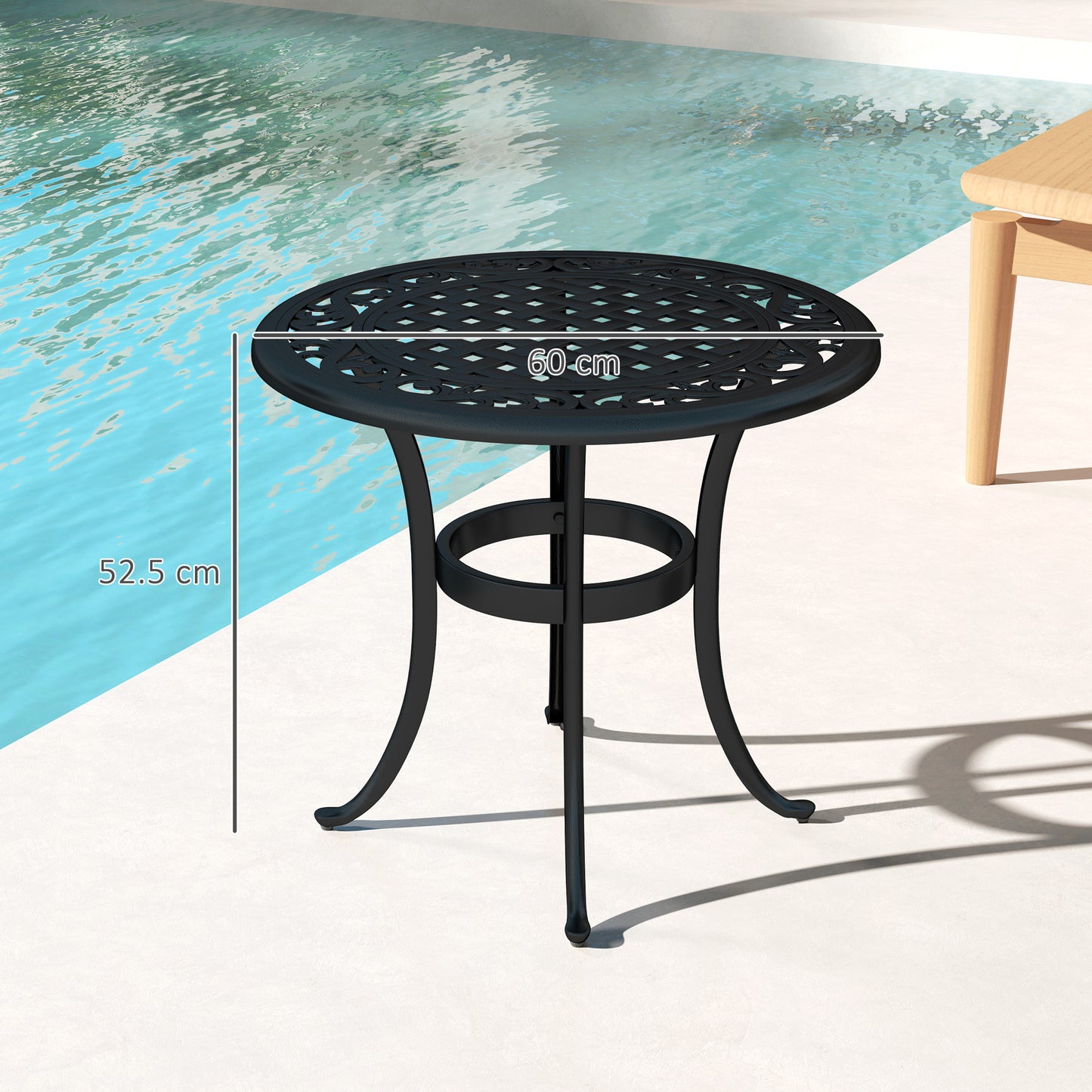 Outdoor Garden Table, Cast Aluminium Patio End Table