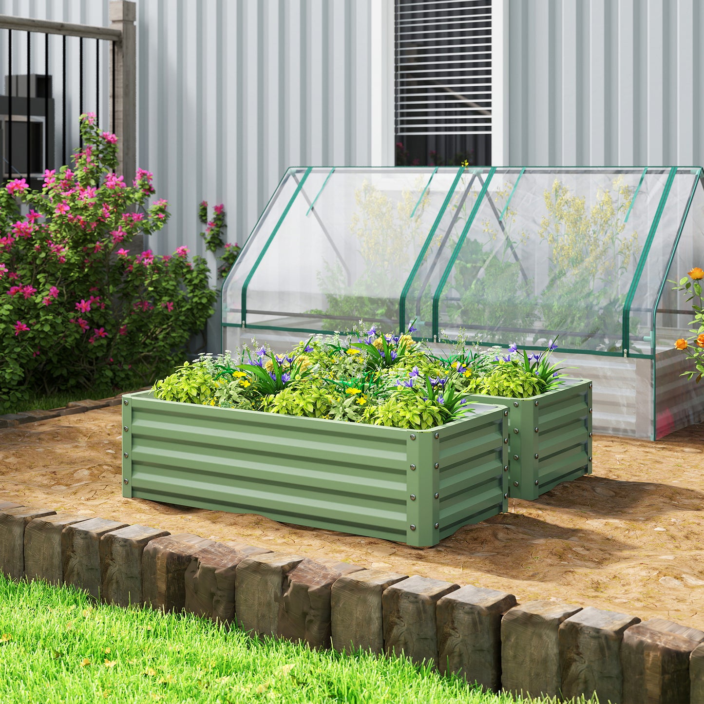 Set of Two 110 x 50cm Steel Planter Boxes