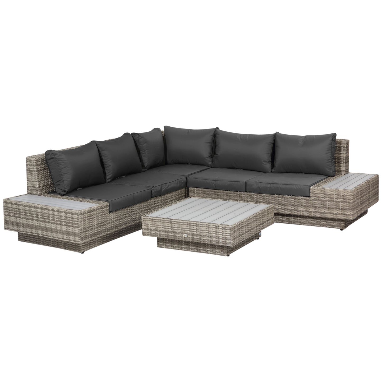 4 PCs Rattan Garden Furniture Outdoor Sectional Corner Sofa