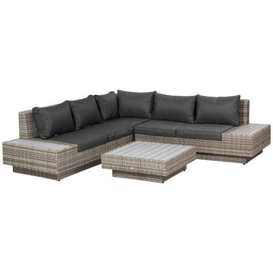 4 PCs Rattan Garden Furniture Outdoor Sectional Corner Sofa