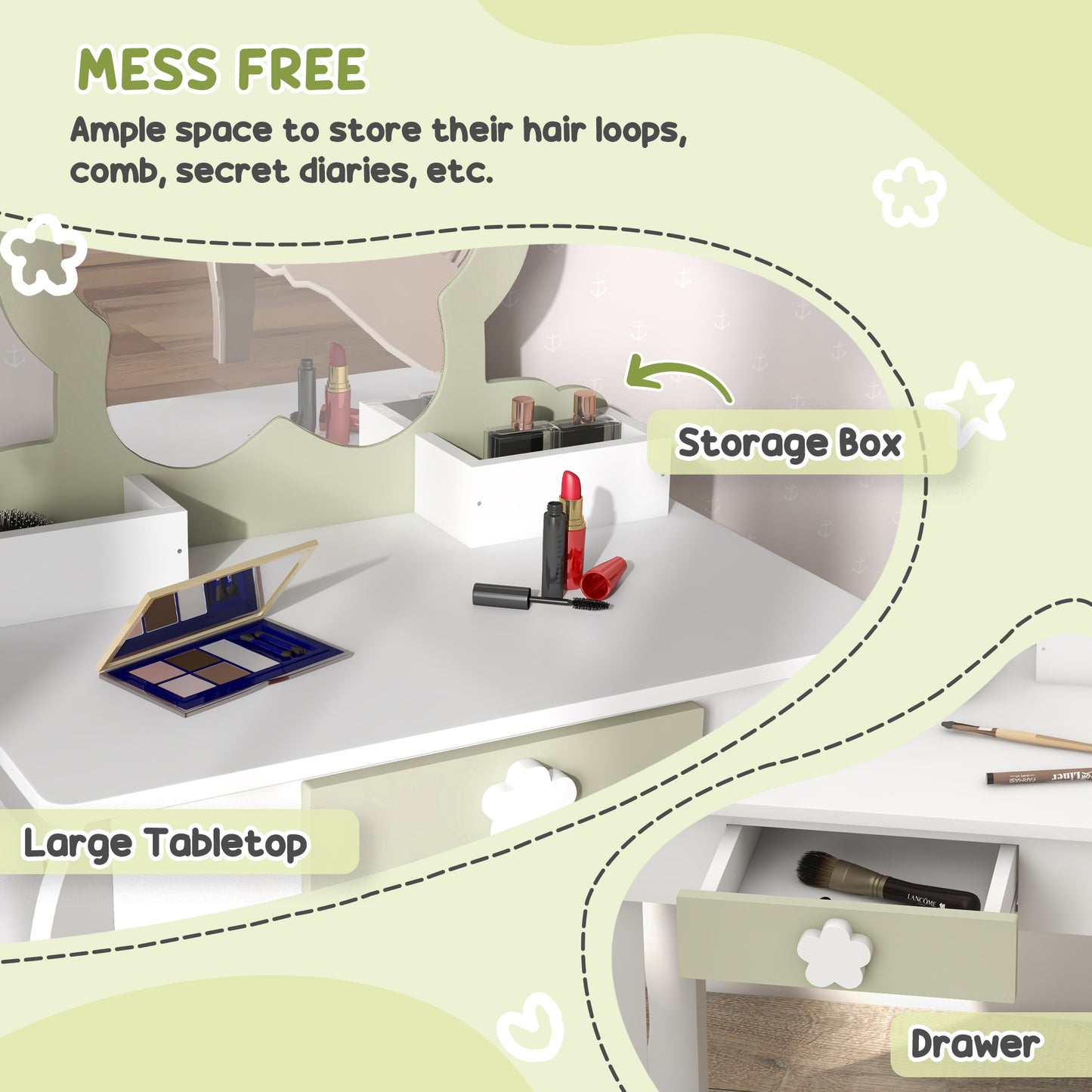 5 PCs Kids Furniture Set Flower Design for 3-5 Years