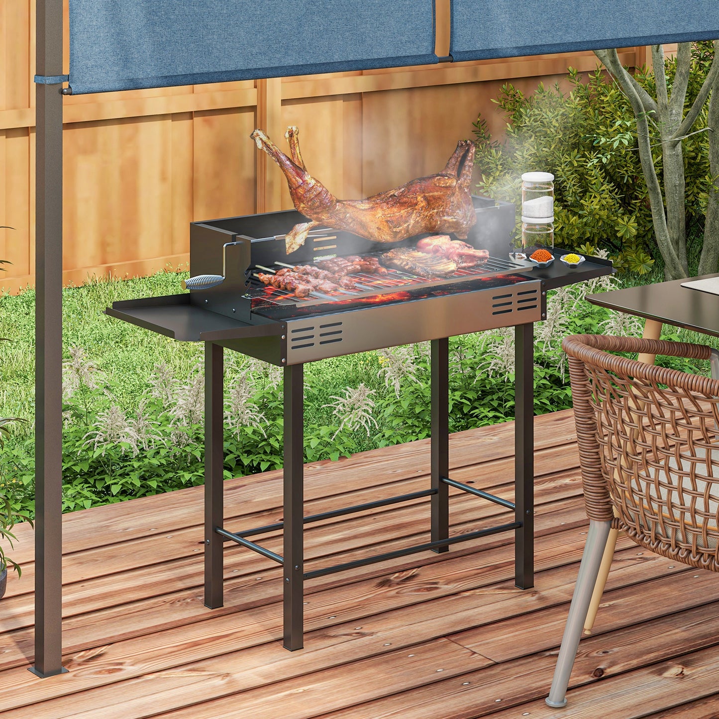 BBQ Rotisserie Grill Roaster Charcoal Spit Roasting Machine