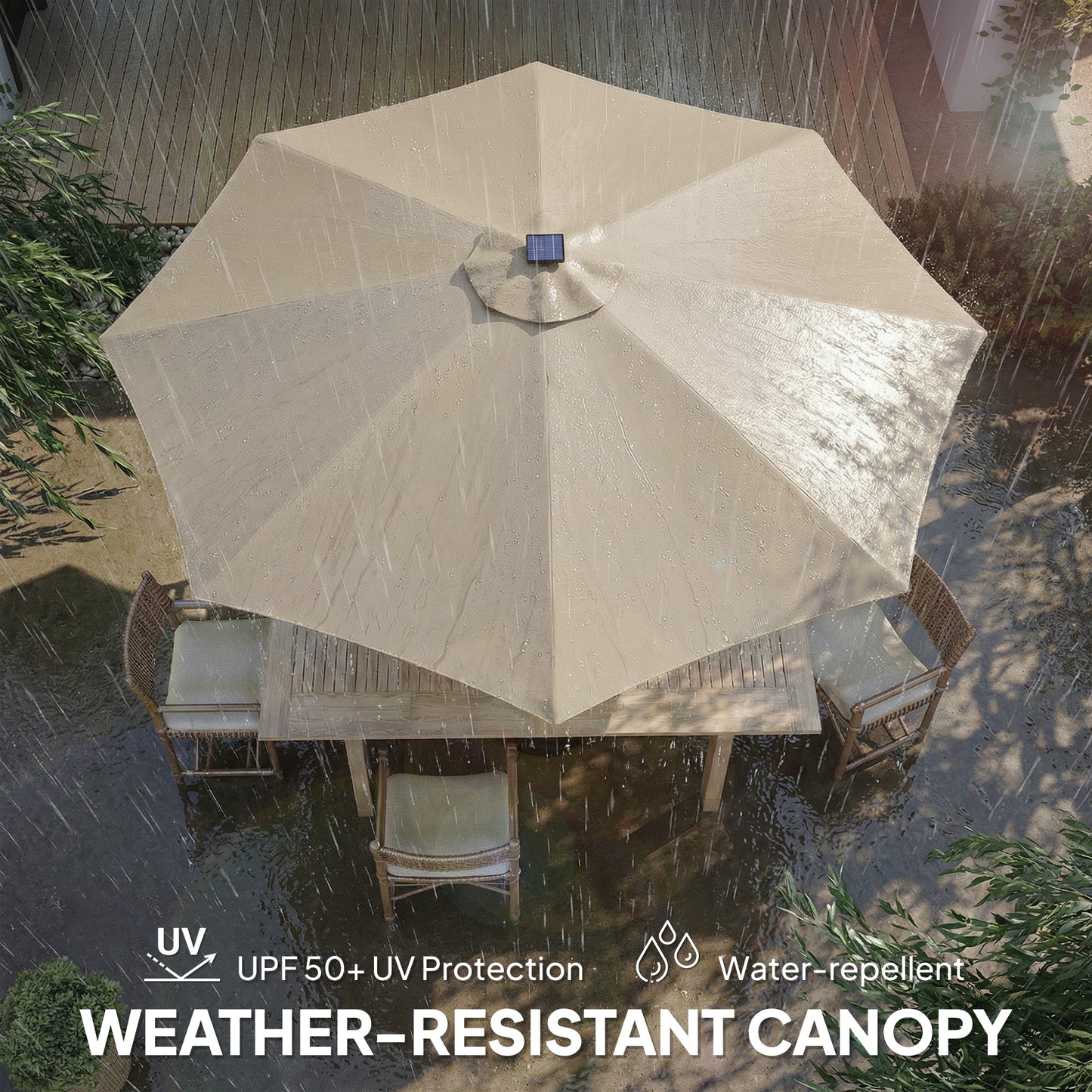 3 m Garden Parasol Umbrella with 112 Solar Powered LED Lights