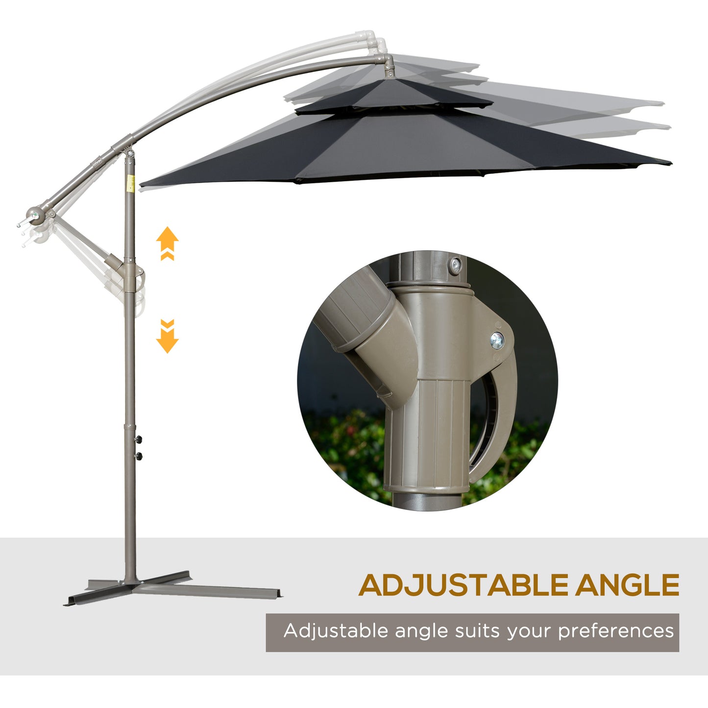 2.7m Banana Parasol Cantilever Umbrella with Crank Handle