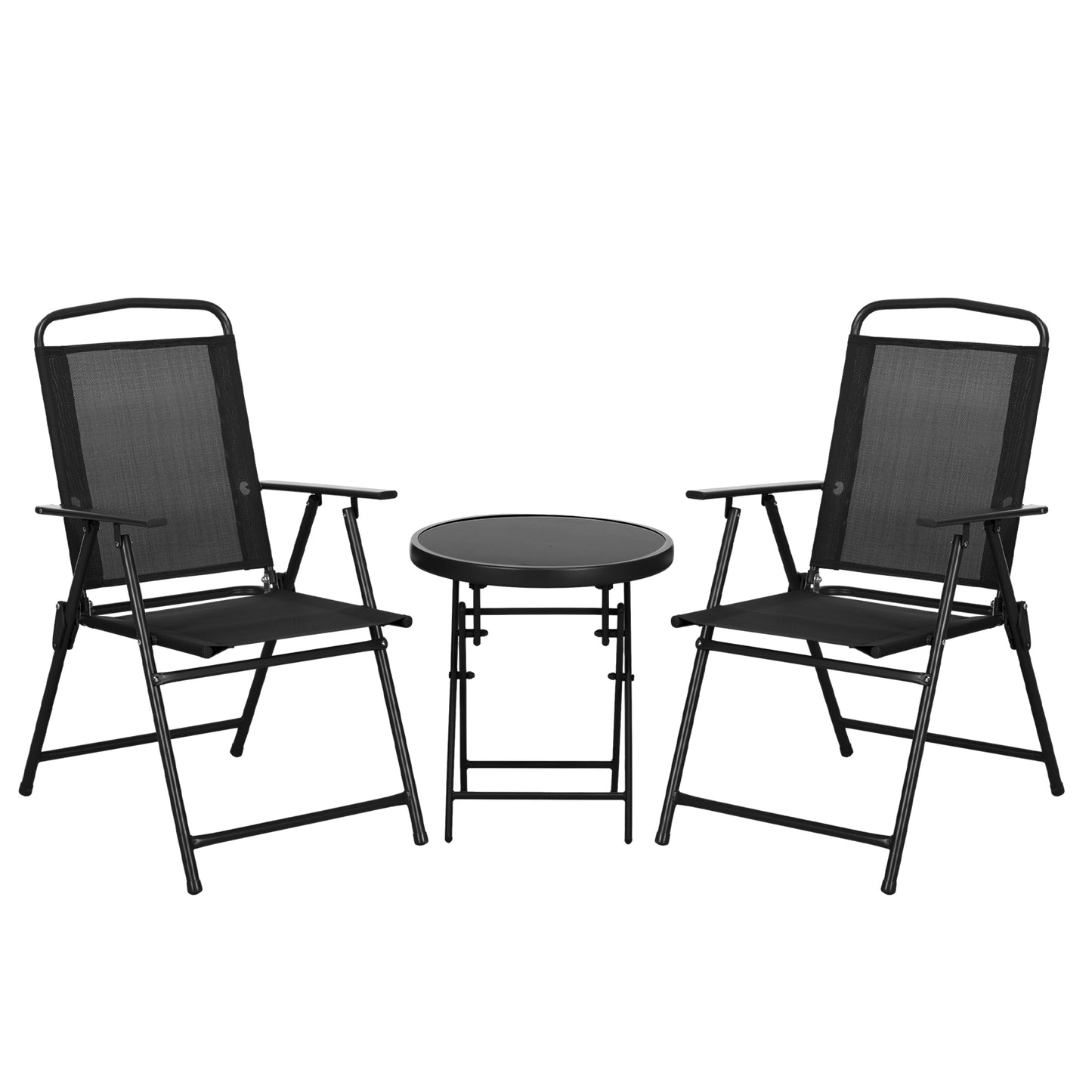 Three-Piece Garden Seat Set, with Glass-Top Table