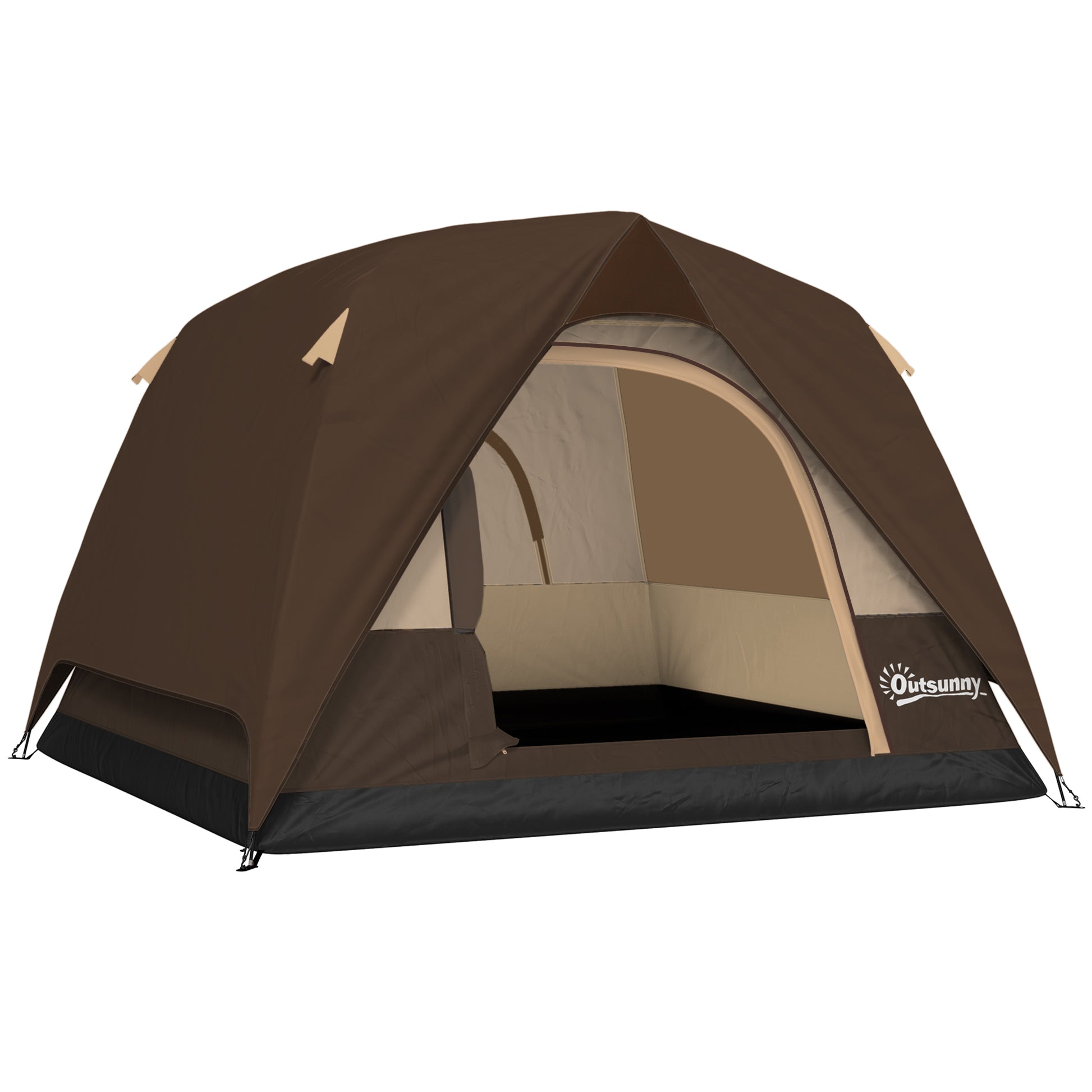 3-4 Person Camping Tent, Easy Set Up 3-4 Man Tent w/ Sewn-in