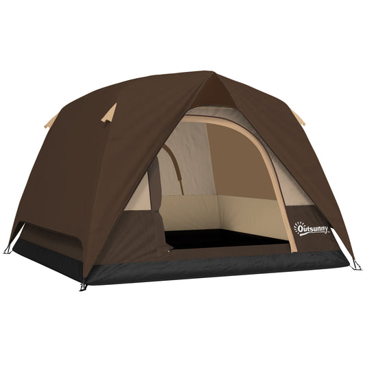 3-4 Person Camping Tent, Easy Set Up 3-4 Man Tent w/ Sewn-in
