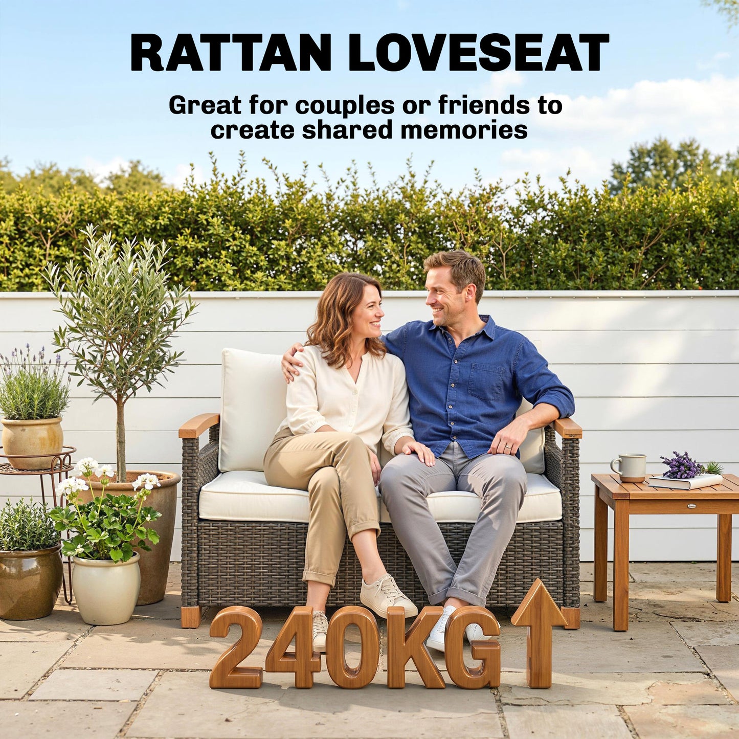 2 Seater Rattan Garden Sofa